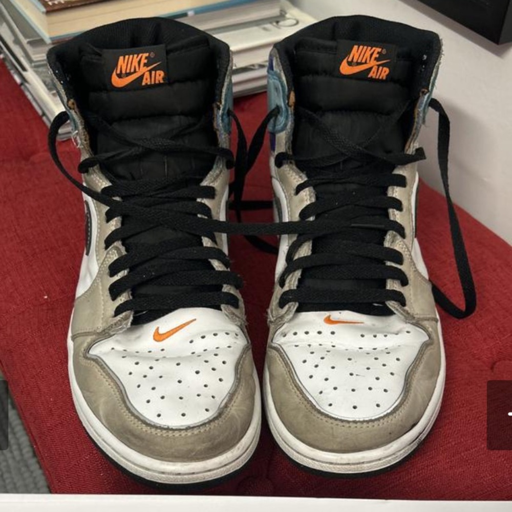 Nike Air High-Tops with Orange and Black Accents